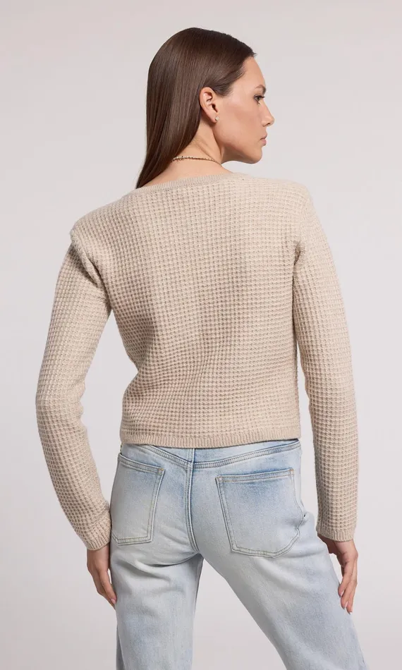 Generation Love Clothing Cypress Knit Cardigan Heather Oatmeal Women Sweaters and Sweatshirts