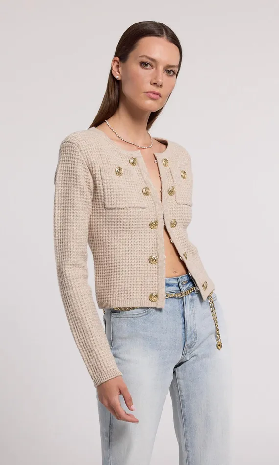 Generation Love Clothing Cypress Knit Cardigan Heather Oatmeal Women Sweaters and Sweatshirts