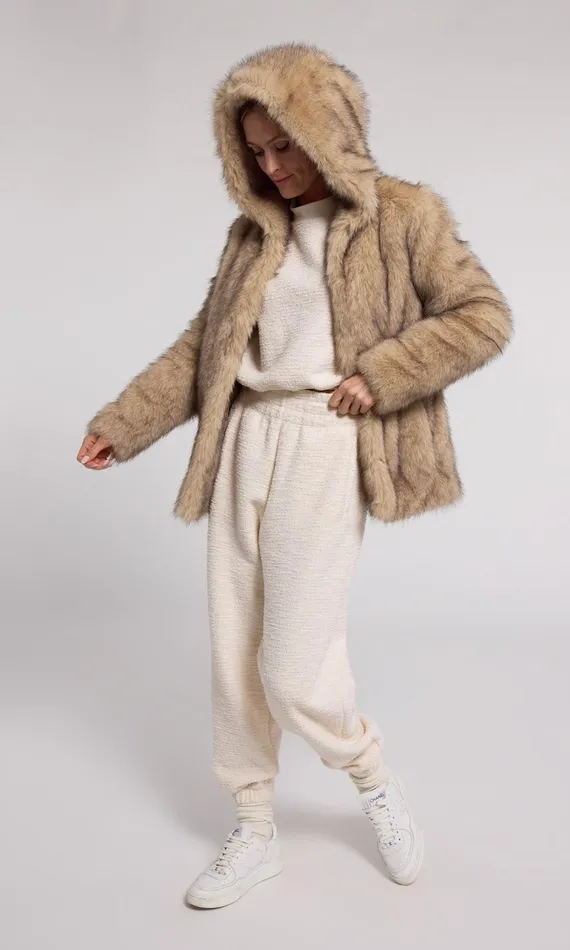 Generation Love Clothing Della Faux Fur Hood Jacket Brownblack Women Outerwear Generation Love Clothing Della Faux Fur Hood Jacket Brownblack Women Outerwear