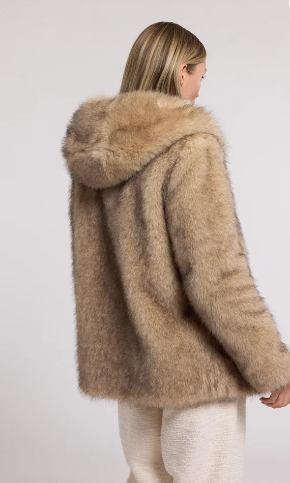 Generation Love Clothing Della Faux Fur Hood Jacket Brownblack Women Outerwear Generation Love Clothing Della Faux Fur Hood Jacket Brownblack Women Outerwear