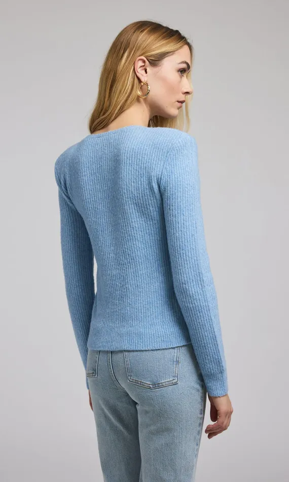 Generation Love Clothing Ellison Rib Cardigan Blue Women Sweaters and Sweatshirts