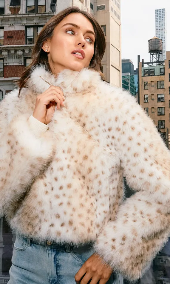 Generation Love Clothing Georgina Leopard Faux Fur Jacket Snow Leopard Women Outerwear