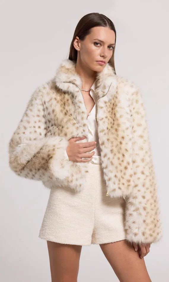 Generation Love Clothing Georgina Leopard Faux Fur Jacket Snow Leopard Women Outerwear