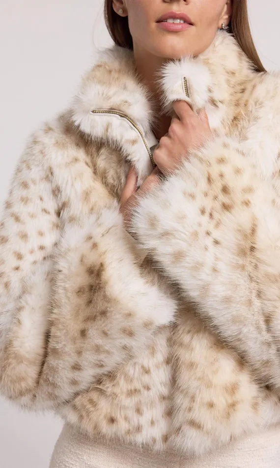 Generation Love Clothing Georgina Leopard Faux Fur Jacket Snow Leopard Women Outerwear