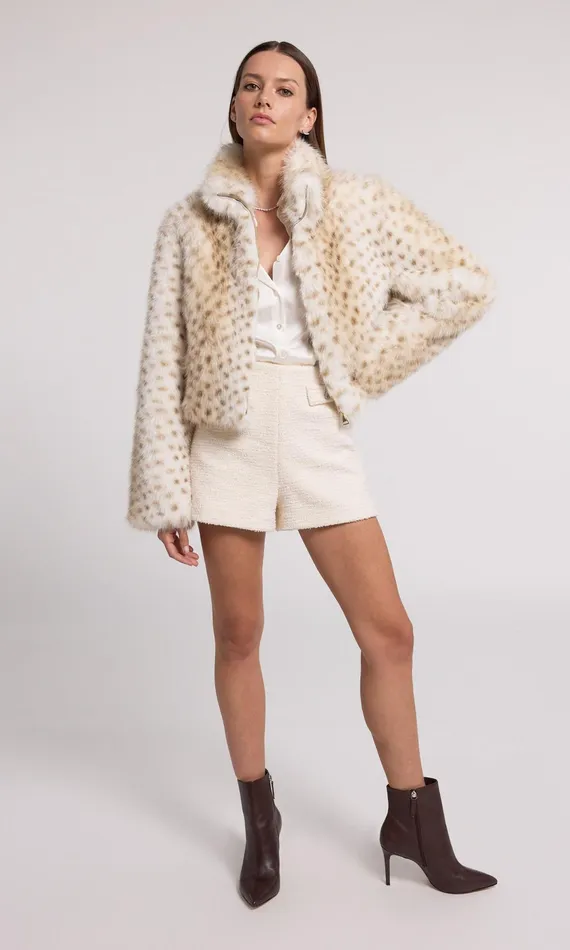Generation Love Clothing Georgina Leopard Faux Fur Jacket Snow Leopard Women Outerwear