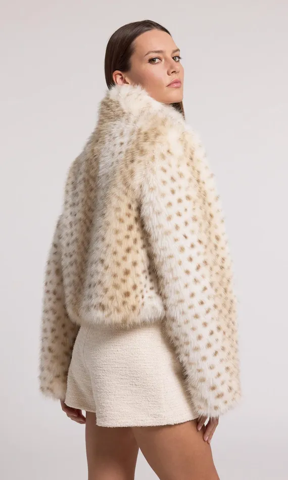 Generation Love Clothing Georgina Leopard Faux Fur Jacket Snow Leopard Women Outerwear