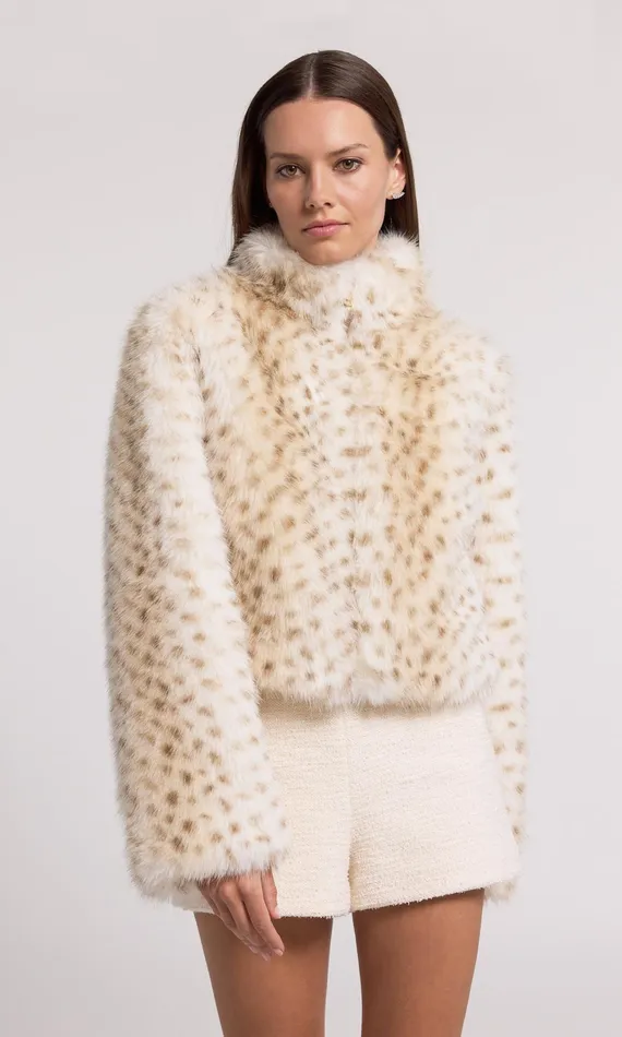 Generation Love Clothing Georgina Leopard Faux Fur Jacket Snow Leopard Women Outerwear