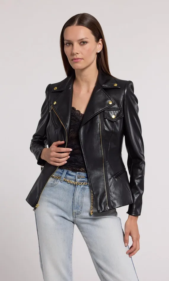 Generation Love Clothing Selah Vegan Leather Moto Jacket Black Women Outerwear