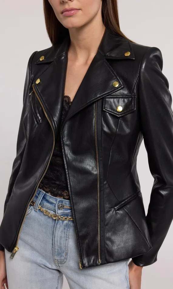 Generation Love Clothing Selah Vegan Leather Moto Jacket Black Women Outerwear