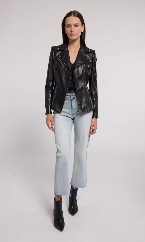 Generation Love Clothing Selah Vegan Leather Moto Jacket Black Women Outerwear