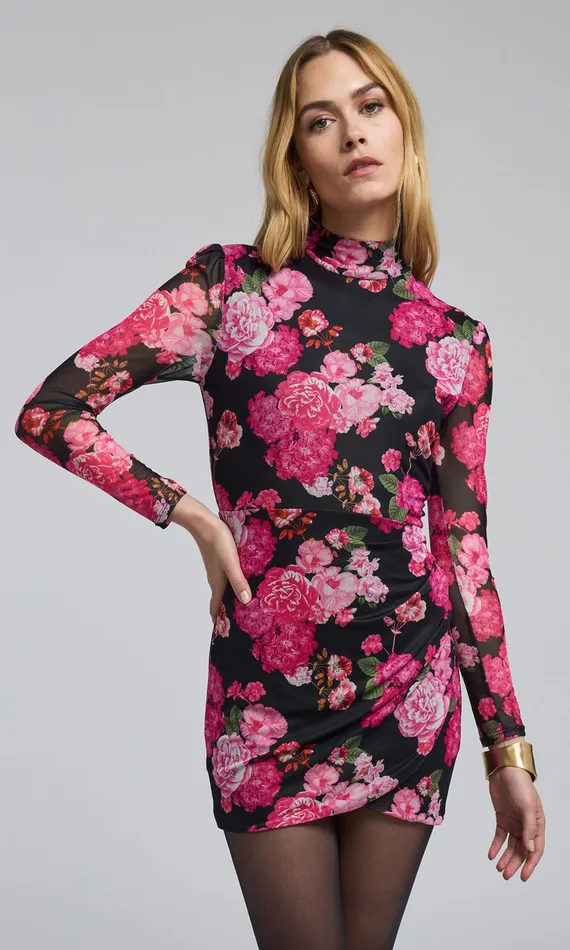 Generation Love Clothing Talulla Floral Mesh Mini Dress Black Floral Fantasy Women Dresses