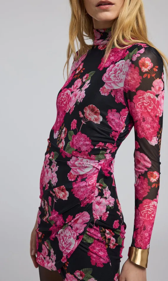 Generation Love Clothing Talulla Floral Mesh Mini Dress Black Floral Fantasy Women Dresses
