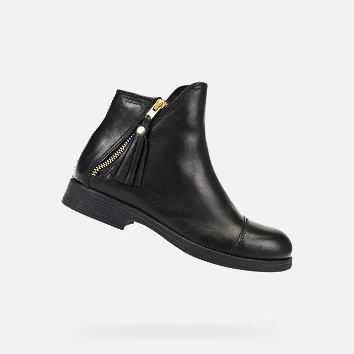 Geox Ankle Boots AGATA C Leather Ankle Boots Black Junior Girl Geox Black 8211 Kids