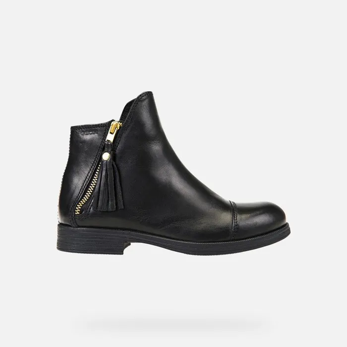 Geox Ankle Boots AGATA C Leather Ankle Boots Black Junior Girl Geox Black 8211 Kids