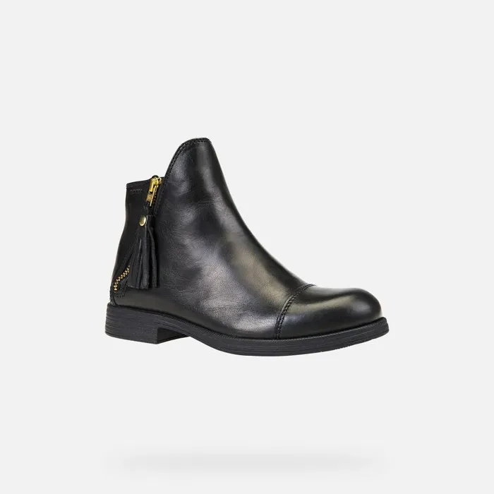 Geox Ankle Boots AGATA C Leather Ankle Boots Black Junior Girl Geox Black 8211 Kids