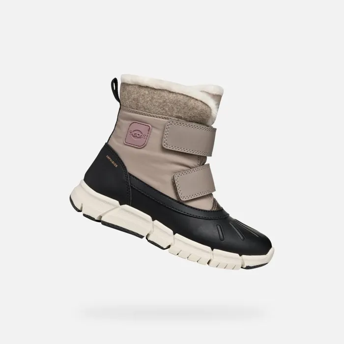 Geox Ankle Boots FLEXYPER ABX GIRL Dark BeigeBlack Mid Calf Boots Dark Beigeblack 8211 Kids