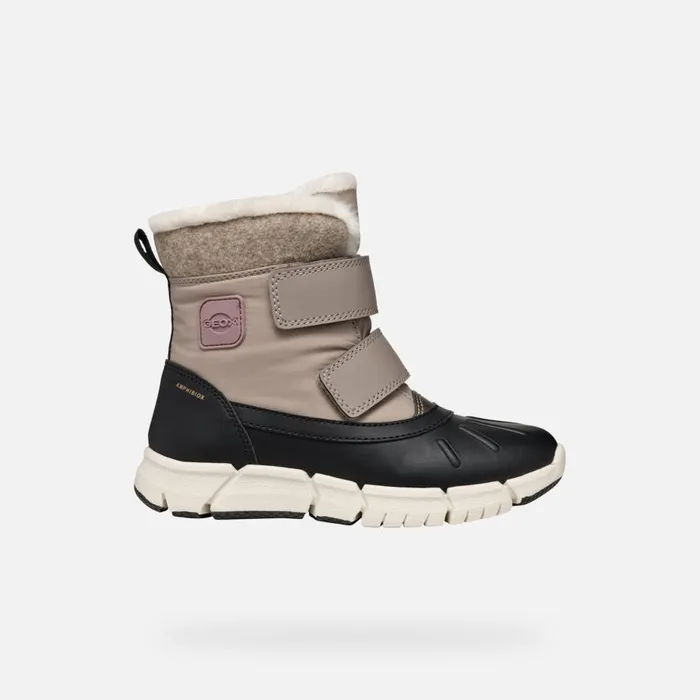 Geox Ankle Boots FLEXYPER ABX GIRL Dark BeigeBlack Mid Calf Boots Dark Beigeblack 8211 Kids