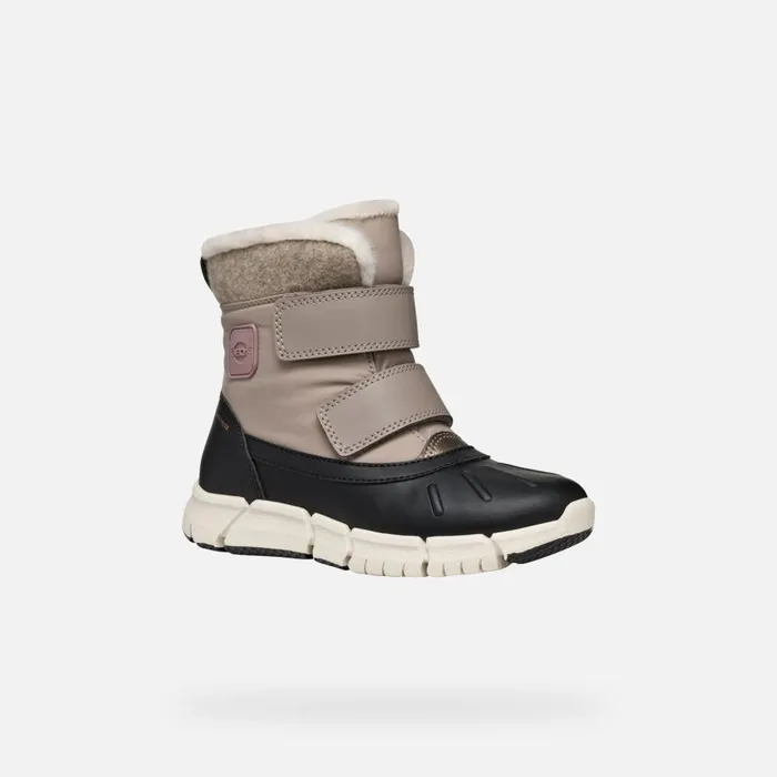 Geox Ankle Boots FLEXYPER ABX GIRL Dark BeigeBlack Mid Calf Boots Dark Beigeblack 8211 Kids