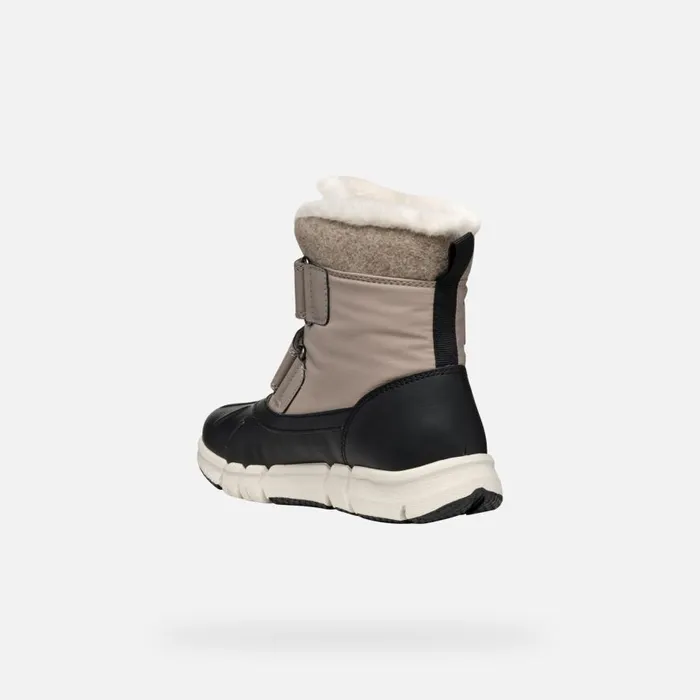 Geox Ankle Boots FLEXYPER ABX GIRL Dark BeigeBlack Mid Calf Boots Dark Beigeblack 8211 Kids