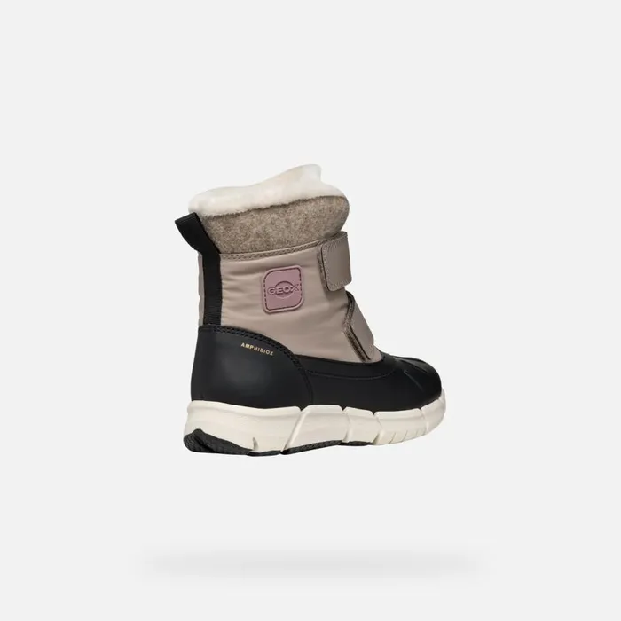 Geox Ankle Boots FLEXYPER ABX GIRL Dark BeigeBlack Mid Calf Boots Dark Beigeblack 8211 Kids