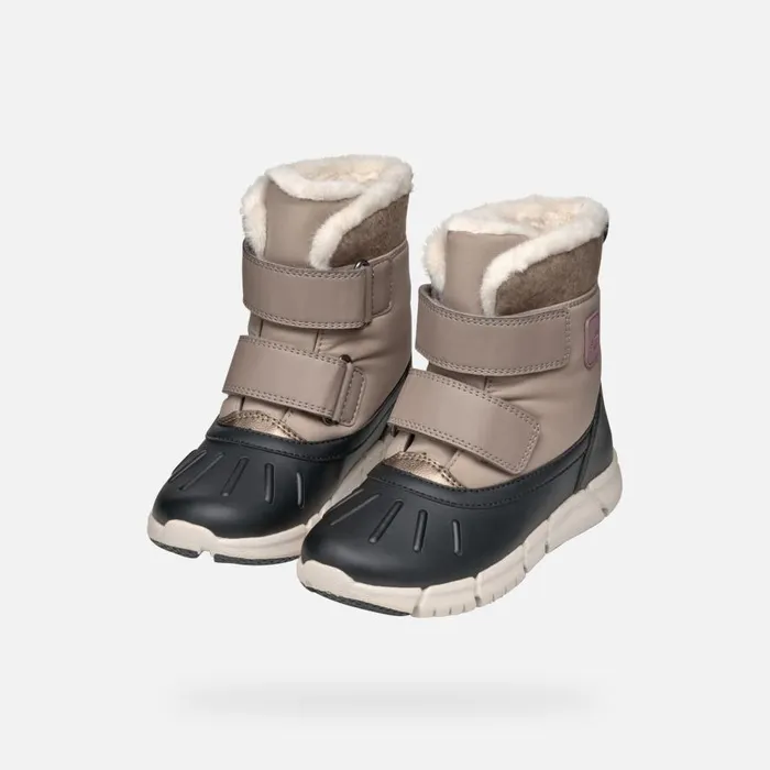 Geox Ankle Boots FLEXYPER ABX GIRL Dark BeigeBlack Mid Calf Boots Dark Beigeblack 8211 Kids
