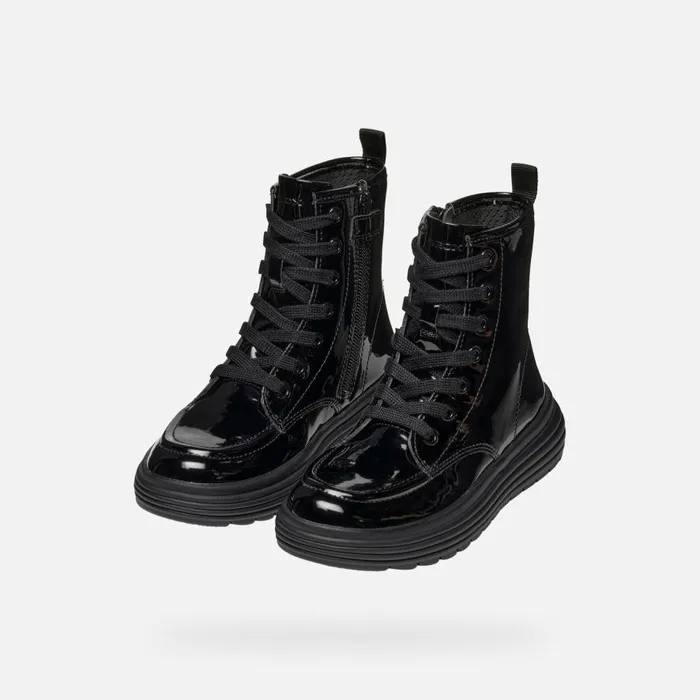 Geox Ankle Boots PHAOLAE GIRL Black Ankle Boots With Laces Black 8211 Kids