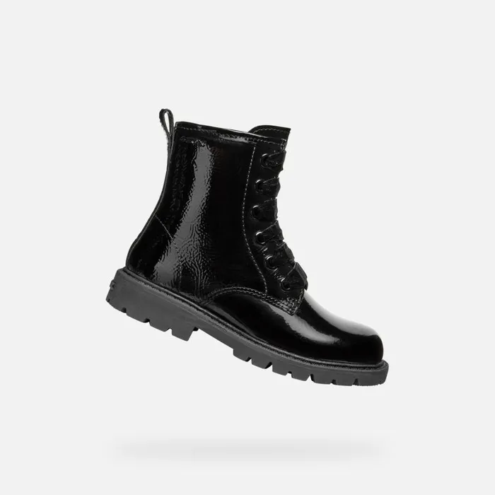 Geox Ankle Boots SHAYLAX GIRL Black Ankle Boots With Laces Black 8211 Kids