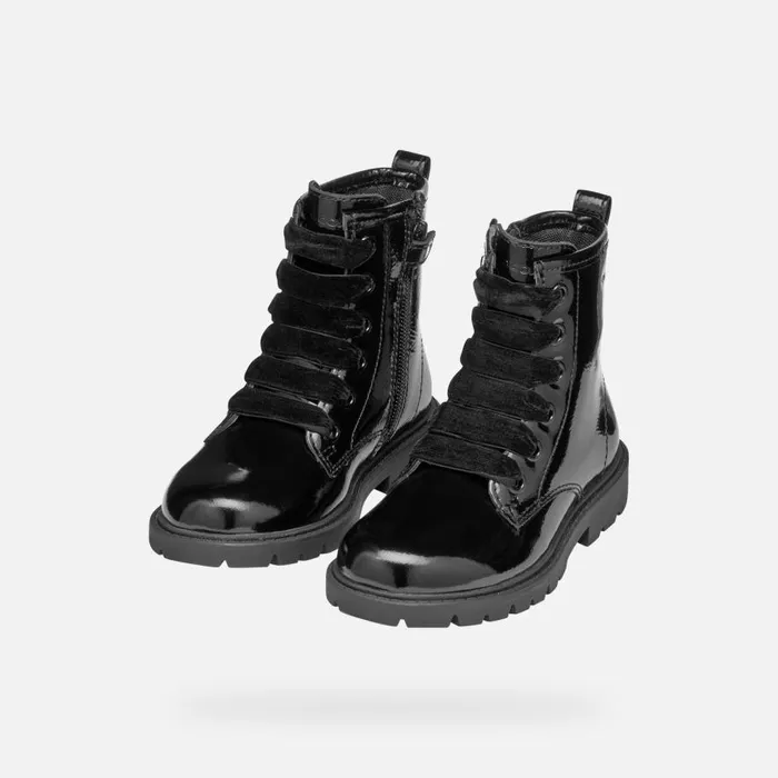 Geox Ankle Boots SHAYLAX GIRL Black Ankle Boots With Laces Black 8211 Kids