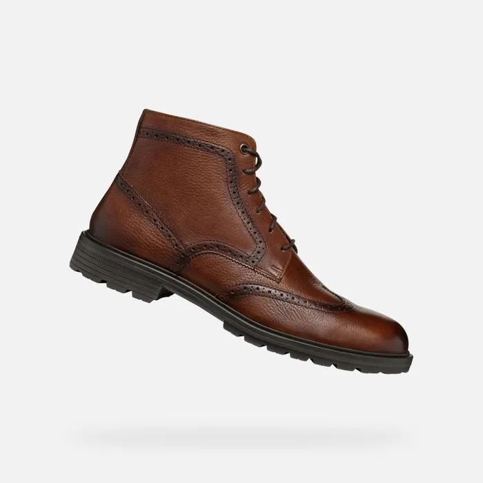Geox Ankle Boots WALK PLEASURE C MAN Light Brown Ankle Boots With Laces Light Brown 8211 Man