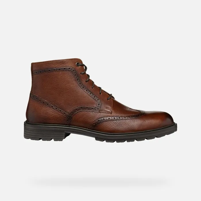 Geox Ankle Boots WALK PLEASURE C MAN Light Brown Ankle Boots With Laces Light Brown 8211 Man