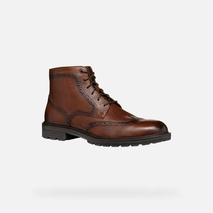Geox Ankle Boots WALK PLEASURE C MAN Light Brown Ankle Boots With Laces Light Brown 8211 Man