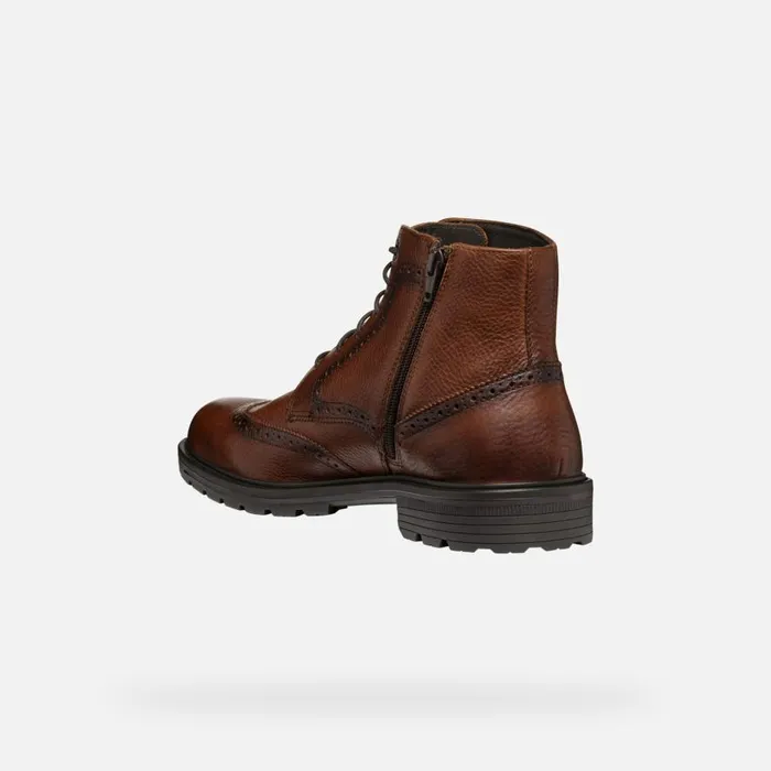 Geox Ankle Boots WALK PLEASURE C MAN Light Brown Ankle Boots With Laces Light Brown 8211 Man