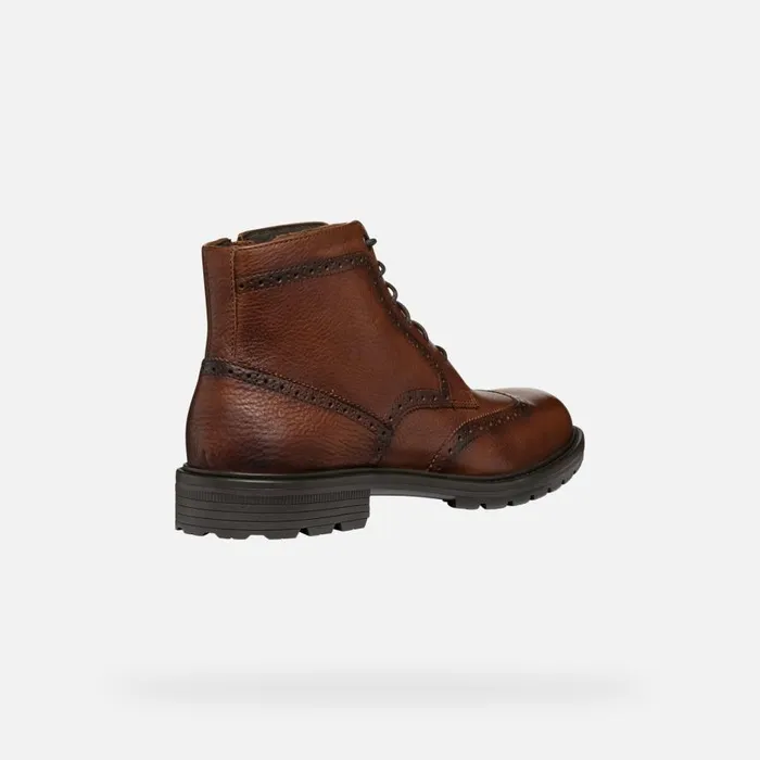 Geox Ankle Boots WALK PLEASURE C MAN Light Brown Ankle Boots With Laces Light Brown 8211 Man