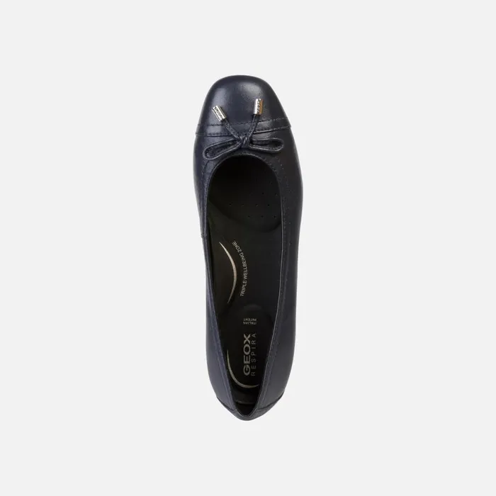 Geox Ballerinas ANNYTAH D Leather Ballerina Flats Navy Woman Geox Navy 8211 Woman
