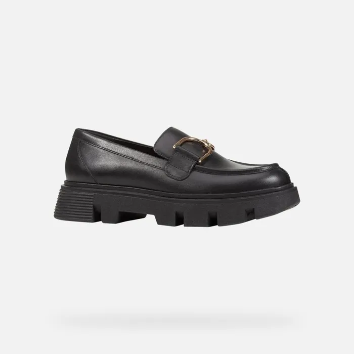 Geox Loafers VILDE WOMAN Black Leather Loafers Black 8211 Woman