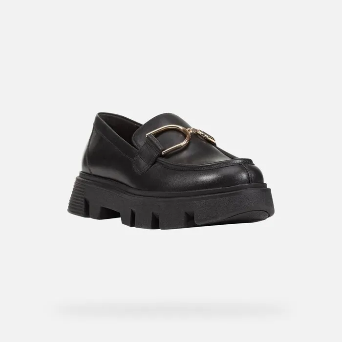 Geox Loafers VILDE WOMAN Black Leather Loafers Black 8211 Woman
