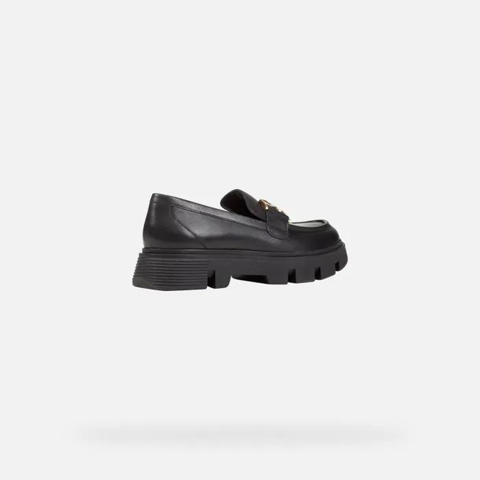 Geox Loafers VILDE WOMAN Black Leather Loafers Black 8211 Woman
