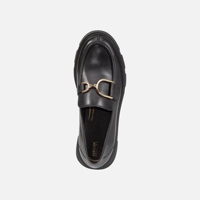 Geox Loafers VILDE WOMAN Black Leather Loafers Black 8211 Woman