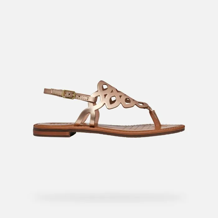 Geox Sandals SOZY S WOMAN Light Gold Flat Sandals Light Gold 8211 Woman