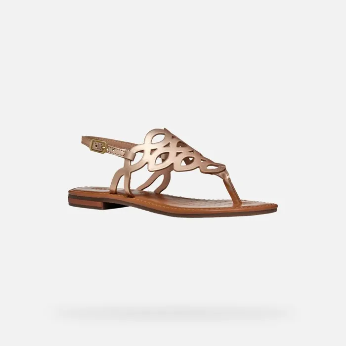 Geox Sandals SOZY S WOMAN Light Gold Flat Sandals Light Gold 8211 Woman