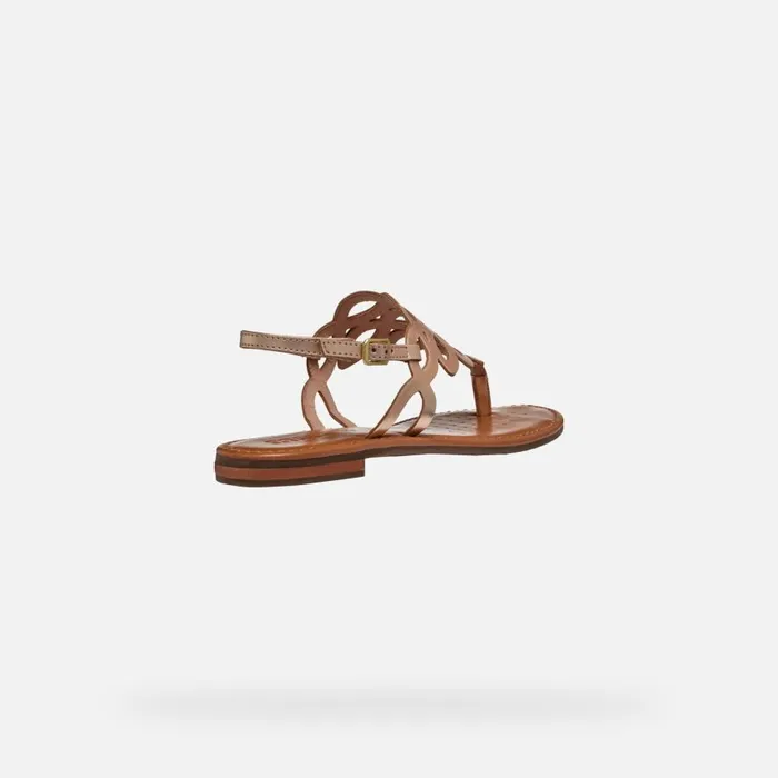 Geox Sandals SOZY S WOMAN Light Gold Flat Sandals Light Gold 8211 Woman