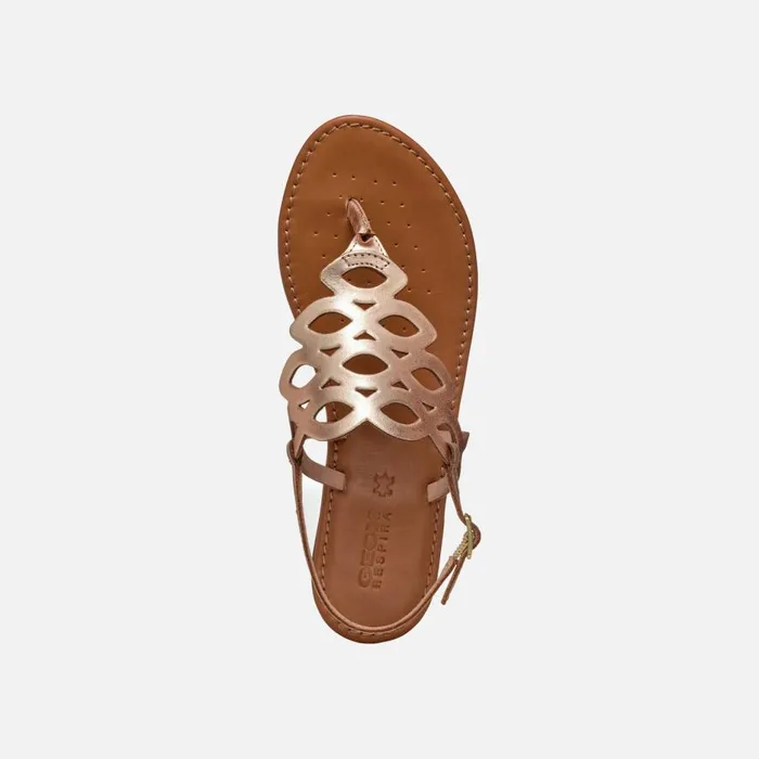 Geox Sandals SOZY S WOMAN Light Gold Flat Sandals Light Gold 8211 Woman