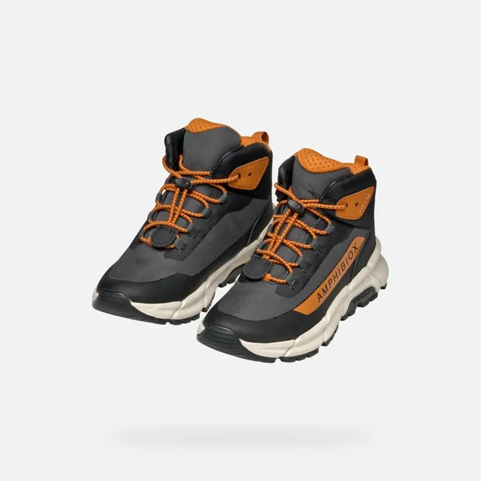 Geox Sneakers FLEXYPER PLUS ABX BOY Dark GreyDark Orange High Top Sneakers Dark Greydark Orange 8211 Kids