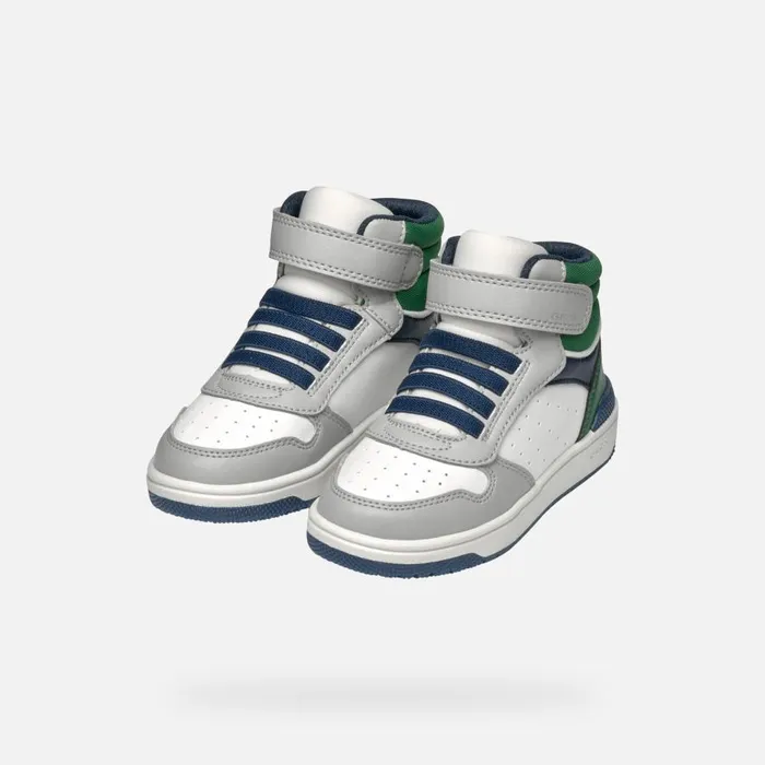 Geox Sneakers WASHIBA JUNIOR Light GreyDark Green High Top Sneakers Light Greydark Green 8211 Kids