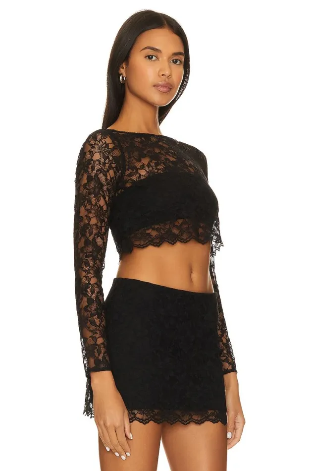 Gracia Crop Top Black Women Lovers and Friends Tops
