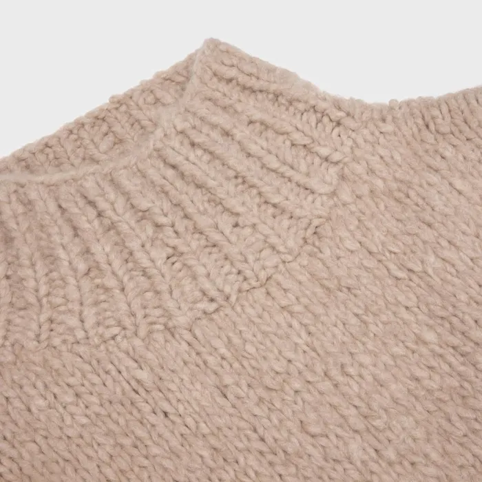 High Neck Sweater In Cashmere Wool Taupe Women CELINE KNITWEAR