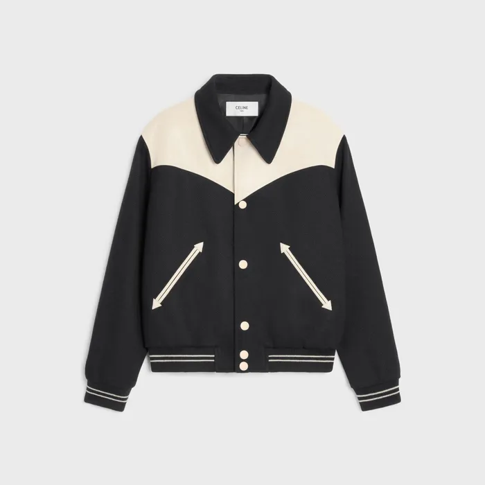Jack Teddy Jacket In Wool Black Men CELINE COATS and BLOUSONS
