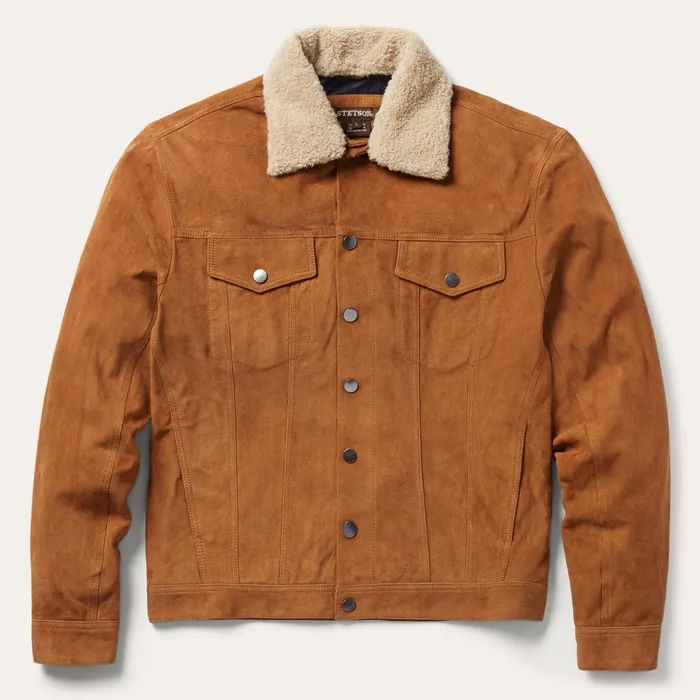 Jackets Men Stetson Classic Suede Jacket Tan