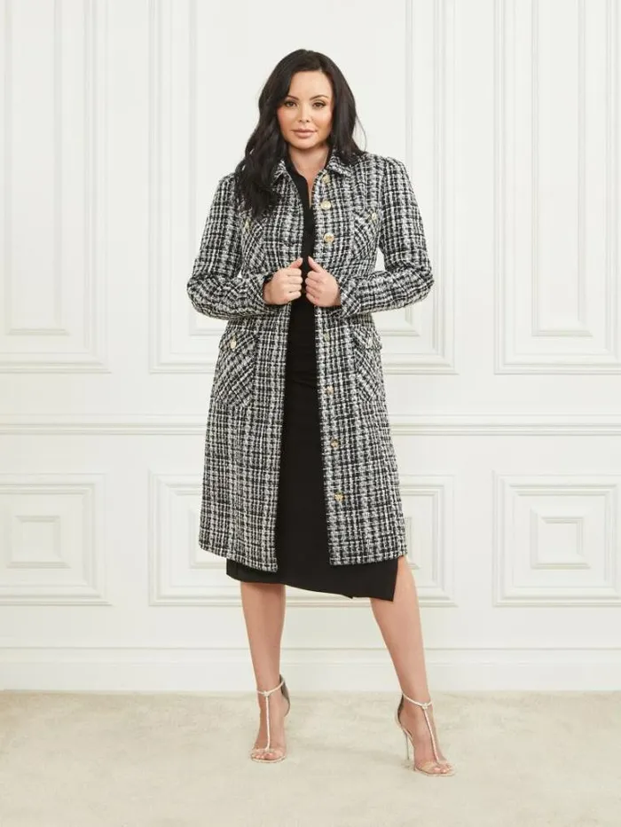 Jackets Women Marciano Megan Tweed Coat Check Black And White