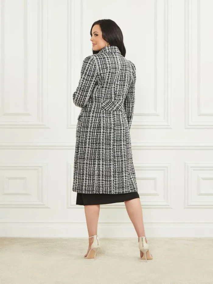 Jackets Women Marciano Megan Tweed Coat Check Black And White Jackets Women Marciano Megan Tweed Coat Check Black And White
